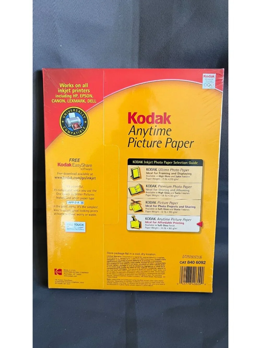 Kodak Anytime Picture Paper 100 Sheets Soft Gloss 8.5